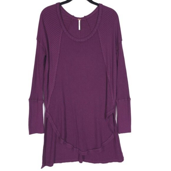 Free People Ventura Thermal Top Oversized Pullover Purple Violet‎  S/P - Picture 4 of 11
